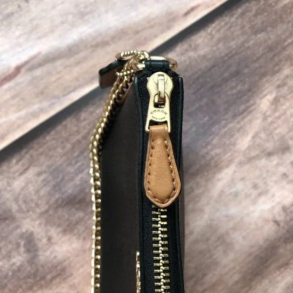 SOLD ❌COACH Nolita 19 Zipper Pouch Mini Bag Black Leather Gold-tone Chain Strap - Picture 9 of 11